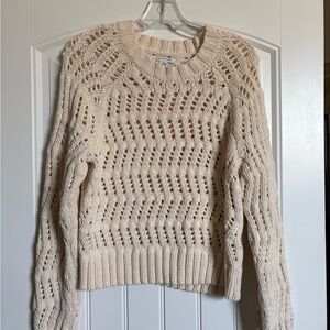 American Eagle Outfitters Cream Open-Knit Sweater